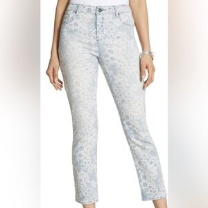 Chico's Platinum Denim Lace Crop Jeans Floral Patterned Blue, Chico’s size: 3